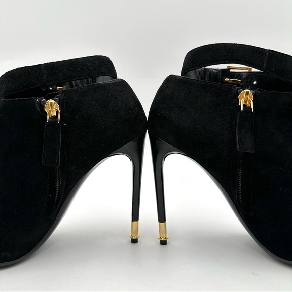 TOM FORD Sue Padlock Suede Ankle Bootie Black - Picture 6 of 15